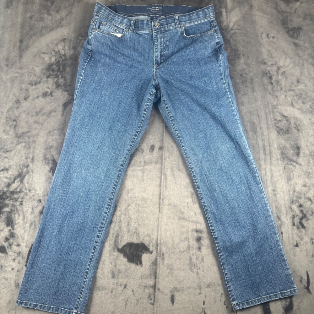 Charter Club Jeans Womens 12 Blue Comfort Waist Straight Leg Denim 4734